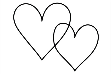 Heart continuous one line art drawing color shape Love sign outline Vector illustration