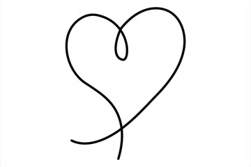 Heart continuous one line art drawing color shape Love sign outline Vector illustration