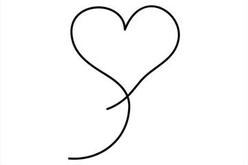 Heart continuous one line art drawing color shape Love sign outline Vector illustration
