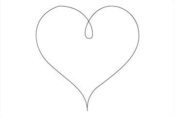 Heart continuous one line art drawing color shape Love sign outline Vector illustration