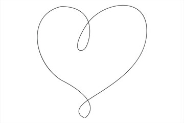 Heart continuous one line art drawing color shape Love sign outline Vector illustration