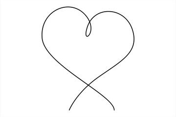 Heart continuous one line art drawing color shape Love sign outline Vector illustration
