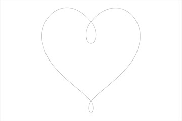 Heart continuous one line art drawing color shape Love sign outline Vector illustration