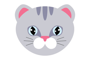 Cute Cat Flat Sticker Design