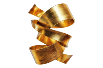 Metallic ribbon isolated on transparent background