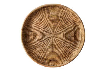 Natural rattan dish isolated on transparent background