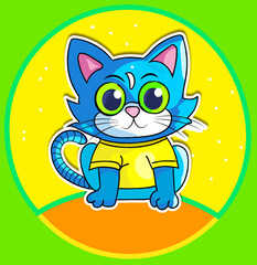 An adorable cat sitting hand drawn illustration