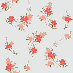 Japanese Sweet Wild Bouquet Vector Seamless Pattern
