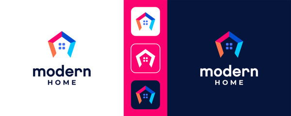 Simple home logo design, Modern house vector template