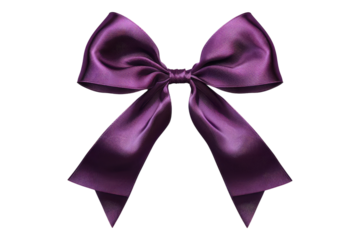 Purple ribbon bow isolated on transparent background