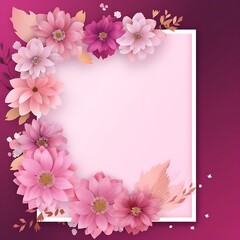 A Pink Flowered Border Frame, backgrounds for wedding invitations, greeting cards, social media stories, label, corporate identity