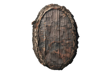 Tree bark edge oval sign isolated on transparent background