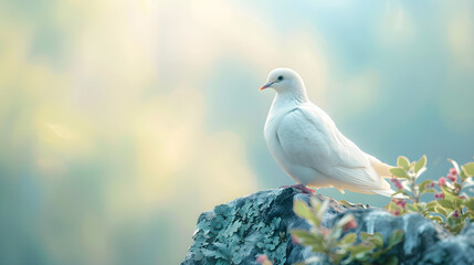 white dove on a rock