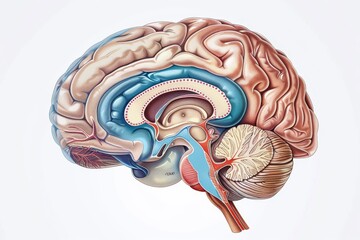 Detailed illustration of key human head features for medical education concept