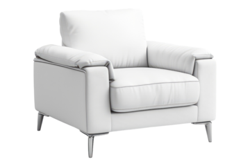 White modern armchair isolated on transparent background