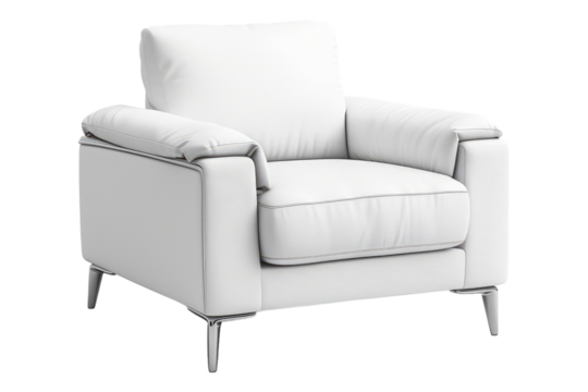 White modern armchair isolated on transparent background