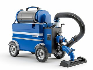 Fototapeta premium Industrial vacuum cleaner with powerful suction, large container, and robust design. Ideal for heavy-duty cleaning applications, white background