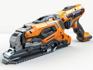 Fototapeta premium A cordless oscillating multitool with a brushless motor and LED light, white background