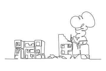 Natural disasters concept. Single line draw design vector graphic illustration.