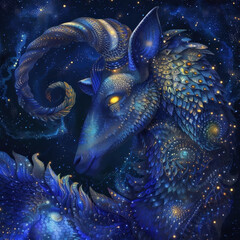 Astoundingly enchanting depiction of the Capricorn sign in a mesmerizing, celestial environment