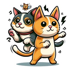 Fototapeta premium A cartoon of a cat design graphic carrying a cat design graphic unique creative.