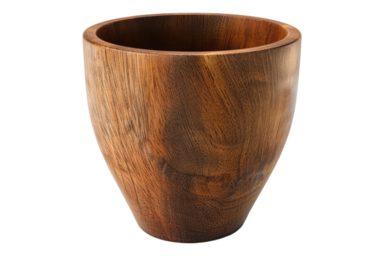 Wooden handcraft cup isolated on transparent background