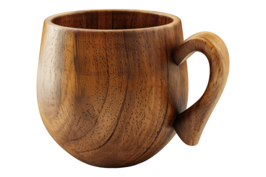 Wooden handcraft cup isolated on transparent background