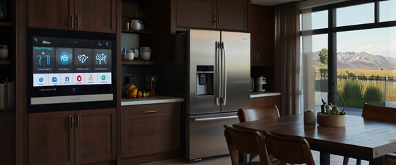 power of the Internet of Things with a visually stunning image of a smart home filled with various connected devices and appliances AI, such as smart refrigerators, coffee makers, and ovens