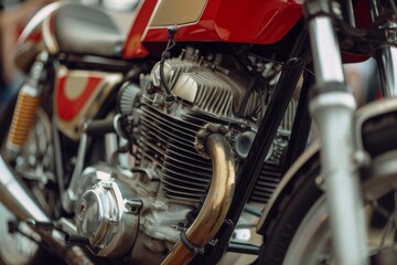Fototapeta premium Motorcycle Fuel Tank and Tire for Transportation and Motorcycle Maintenance. Explore for your creative projects
