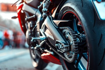 Expert motorcycle tire repair and maintenance service. Mechanic workshop concept