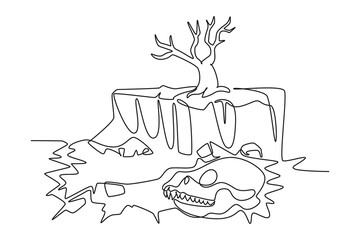 Natural disasters concept. Single line draw design vector graphic illustration.