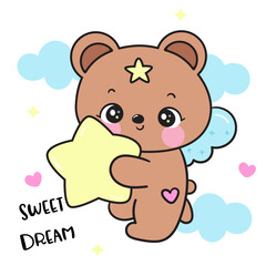 teddy bear hug star kawaii animal bedtime story