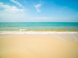 Beautiful  horizon landscape summer season panorama front view point tropical sea beach white sand clean and blue sky background calm nature ocean wave water travel at Sai Kaew Beach thailand holiday