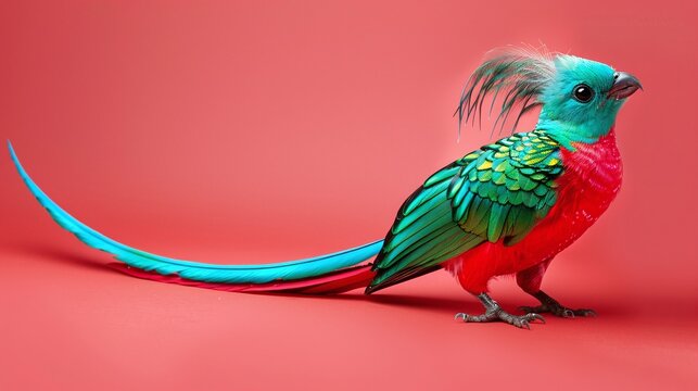 Quetzal bird on solid background