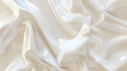 Obraz premium White cream background, smooth and shiny, with flowing silk fabric texture, creating an elegant atmosphere