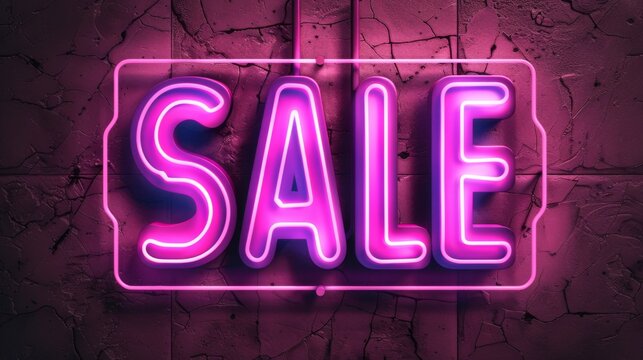 Neon pink sale sign. Pink glowing flash sale banner. Shopping sign for Black Friday Sale, business, discount shopping, sale promotion and advertising. Special offer, discount offer message - Powered by Adobe