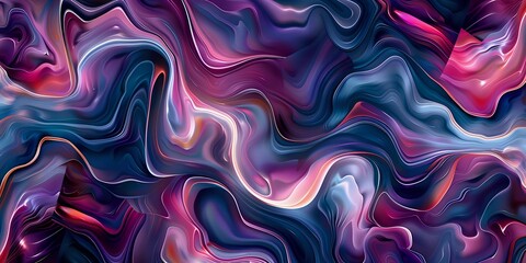 Obraz premium Vibrant Abstract Painting with Flowing Blue, Purple, and Pink Organic Shapes