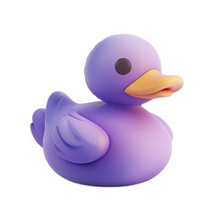 Cute violet rubber duck isolated on white background, perfect for child toy, bathing accessory or playful decoration