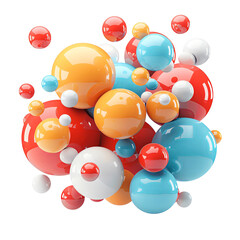 Colorful abstract 3D spheres of various sizes clustered together, creating a vibrant and dynamic visual effect.