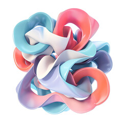 Abstract 3D rendered knot with smooth, pastel-colored curves intertwining, forming a complex and visually captivating geometric shape.