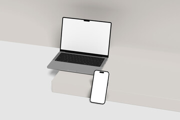 Macbook Pro And IPhone 14 Pro Max Mockup