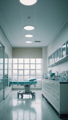 A well-equipped surgical suite with advanced medical devices and a sterile, clean setting, prepared for complex surgical operations