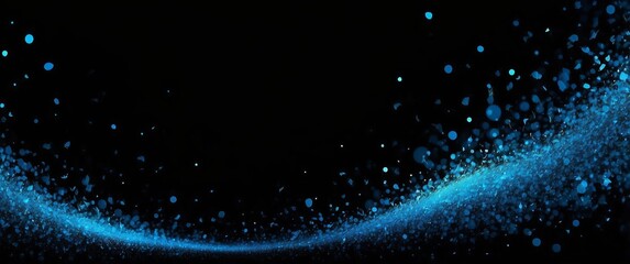 Obraz premium An abstract image featuring a wave of glowing blue particles against a dark background, ideal for technology, futuristic, or celebratory themes