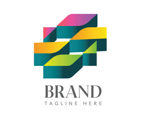 Fototapeta premium Colorful ribbon logo icon design template elements. Usable for Branding, Business and Technology Logos. 