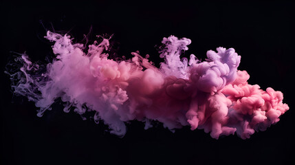 Naklejka premium magenta and pink fluffy pastel ink smoke cloud against black background - 
