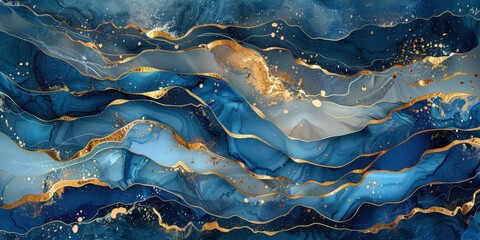 Fototapeta premium Abstract Blue and Gold Marble Art