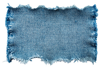 Piece of torn denim on a white background. Denim texture