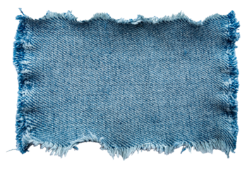 Piece of torn denim on a white background. Denim texture
