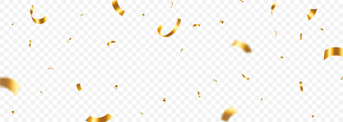 Falling confetti on a transparent background. fun decoration. Can be used for celebration, advertisement, birthday party, Christmas, New Year, Holiday, Carnival festivity, Valentine’s Day,
