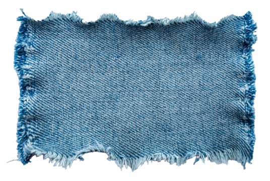 Piece of torn denim on a white background. Denim texture